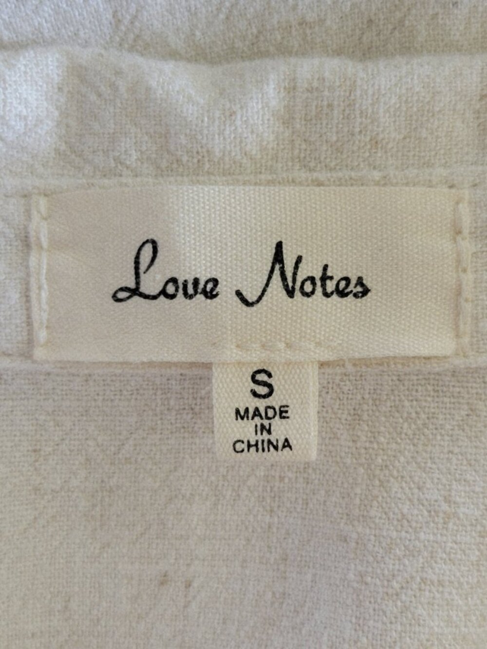 Love Notes Crop Top Button Down Women Small Linen Rayon Cream Pocket Casual Boho - Picture 3 of 11